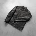 Dean Black Leather Biker Jacket - Image 5