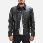 Dean Black Leather Biker Jacket