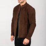 Charcoal Mocha Suede Biker Jacket - Image 2
