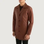 Brown Leather Coat - Image 2