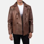 Leather Naval Peacoat - Image 3